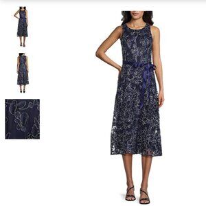 NEW w/Tags - Alex Evenings Navy Stretch Tulle Floral Print Dress
